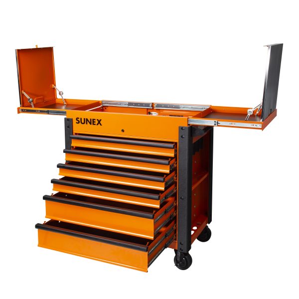 ORANGE-6 DRAWER SLIDE TOP SERVICE CART (FOB)