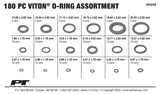180 Pc Viton O-Ring Assortment PER-W5239